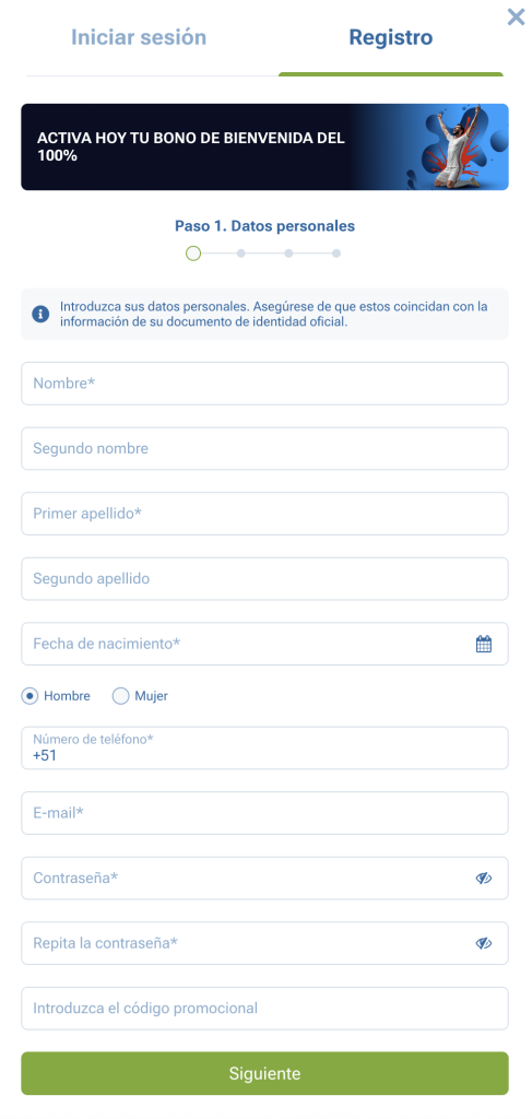 1xbet registro