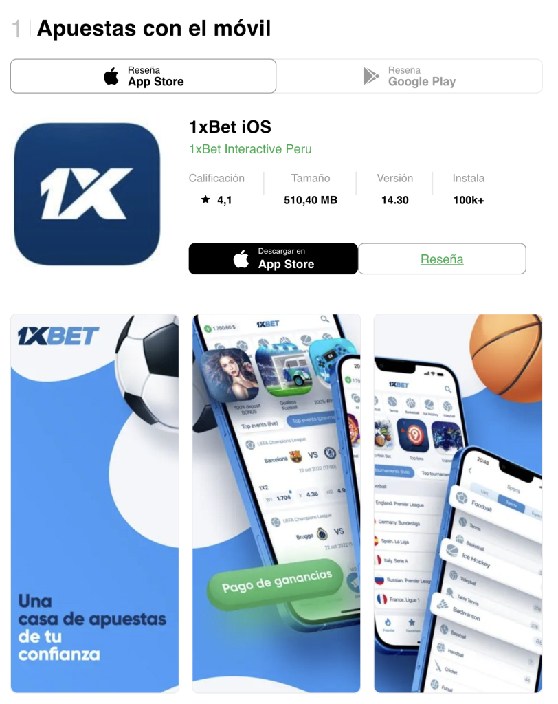 1xbet app peru